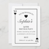 Hearts Playing Kaart 50ste Verjaardagsfeestuitnodi (Voorkant)