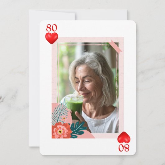 Hearts Playing Kaart 80ste Verjaardagsfeestuitnodi (Achterkant)