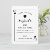 Hearts Playing Kaart 80ste Verjaardagsfeestuitnodi (Staand voorkant)