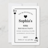 Hearts Playing Kaart 80ste Verjaardagsfeestuitnodi (Voorkant)