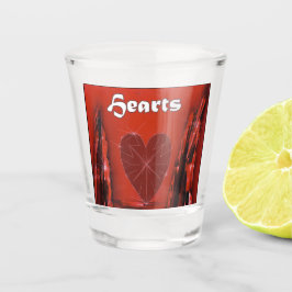 Hearts Poker Spelen Kaart Suit op Rood Shot Glas