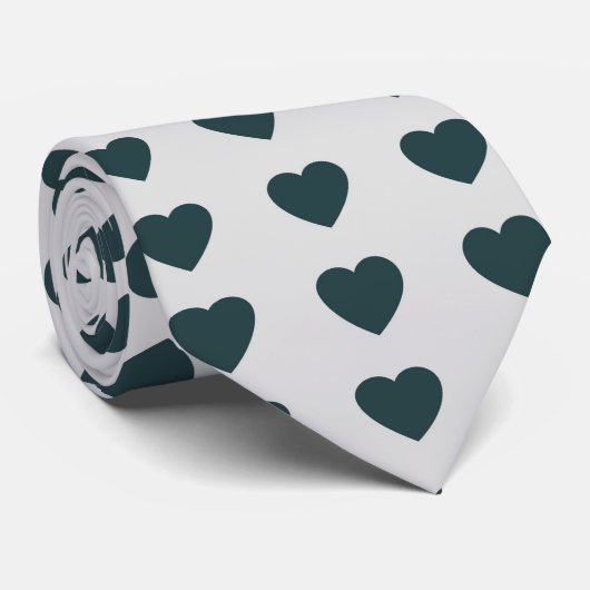 Hearts Polka Dot Pattern on Grey Stropdas (Opgerold)