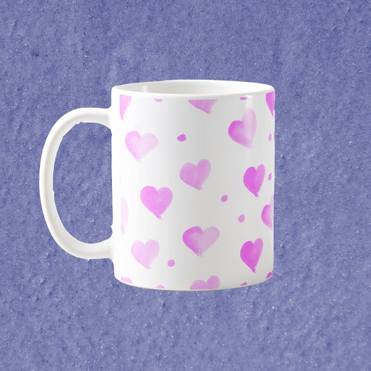Hearts Polka Dot Waterverf Pattern Pink Koffiemok