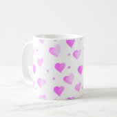 Hearts Polka Dot Waterverf Pattern Pink Koffiemok (Voorkant links)