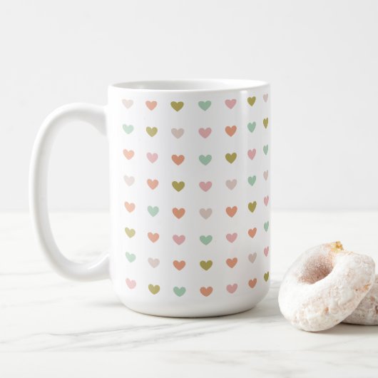 Hearts Polka Pattern, 15oz  Koffiemok (Met donut)
