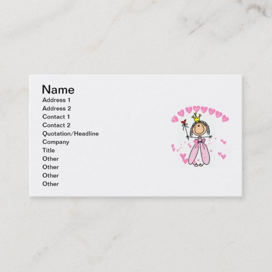 Hearts Princess Visitekaartje (Voorkant)