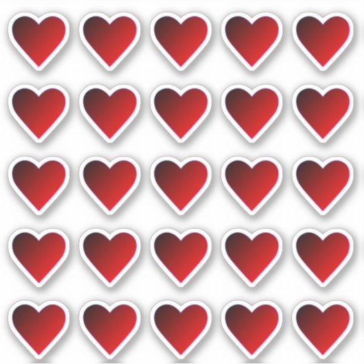 Hearts Red Bourgondië Ombre op maat gesneden vinyl Sticker (Voorkant)