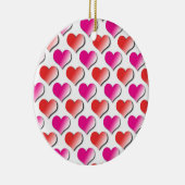 Hearts Red en Pink Polka Dot Pattern Ornament (Rechts)