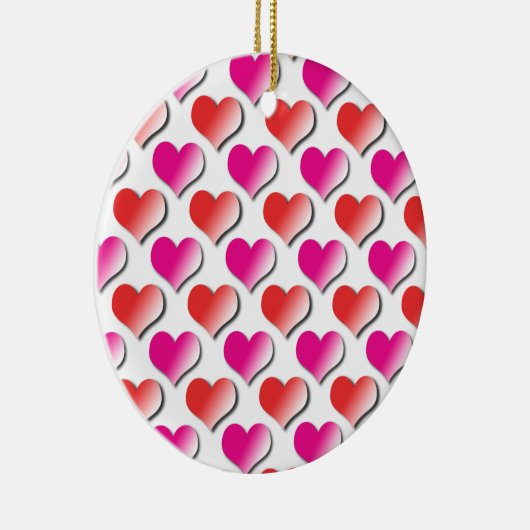 Hearts Red en Pink Polka Dot Pattern Ornament (Rechts)