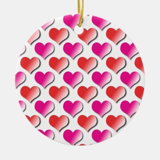 Hearts Red en Pink Polka Dot Pattern Ornament (Voorkant)