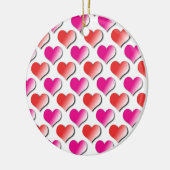 Hearts Red en Pink Polka Dot Pattern Ornament (Links)