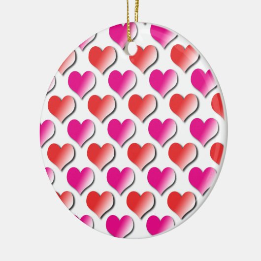 Hearts Red en Pink Polka Dot Pattern Ornament (Links)