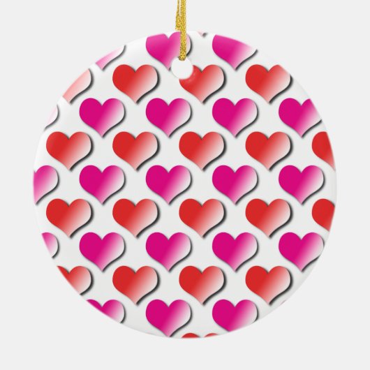 Hearts Red en Pink Polka Dot Pattern Ornament (Achterkant)