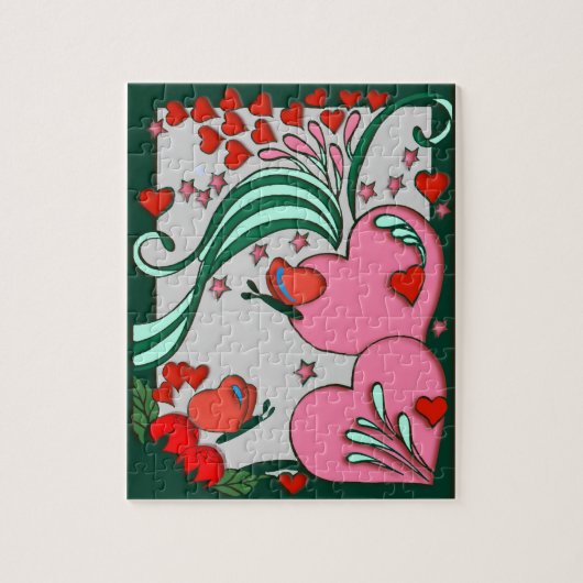 Hearts Retro 60s-ontwerp Legpuzzel (Verticaal)
