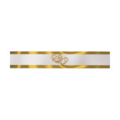 Hearts & Ribbon - White/Gold Uitnodigingen Wikkel (Vlak)