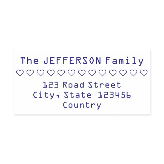 Hearts Row Familienaam en adres Rubber Stamp Zelfinktende Stempel (Design)