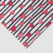 Hearts roze en zwart kleurenpatroon tissuepapier (Detail)