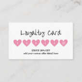 Hearts Roze Minimalistische QR Code Loyalty Kaart (Voorkant)