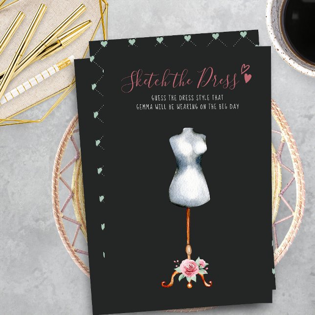 Hearts Rozen Schets de jurk Vrijgezellenfeest spel (Sketch the Dress Bridal Shower Game)