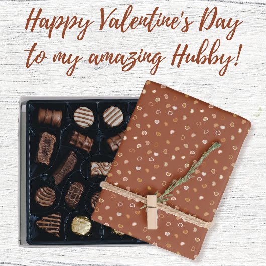 Hearts-Rustic Brown-Valentijns's voor Hem of Bruil Inpakpapier Vel