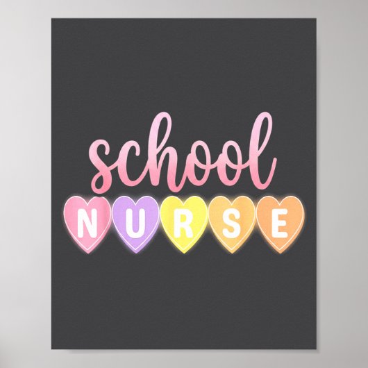Hearts School Nurse Medical Istant Valentines Day  Poster (Voorkant)