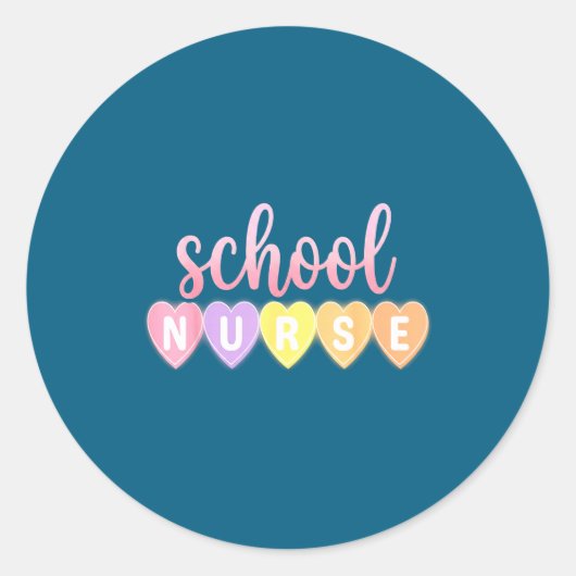 Hearts School Nurse Medical Istant Valentines Day Ronde Sticker (Voorkant)