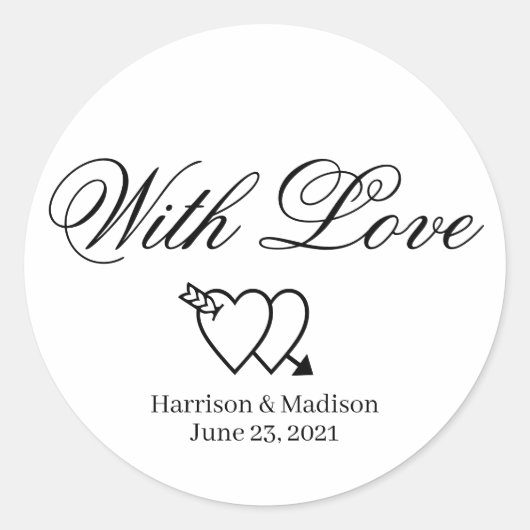 Hearts script Weddenschap cadeaubonstickers labele Ronde Sticker (Voorkant)