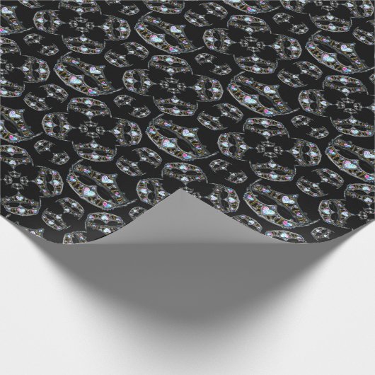 Hearts Silver Crowns Tiaras Black wrap Cadeaupapier (Hoek)