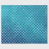 Hearts Silver Grey Glitter Turquoise Ocean Blue Cadeaupapier (Vlak)