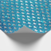 Hearts Silver Grey Glitter Turquoise Ocean Blue Cadeaupapier (Hoek)