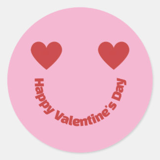 Hearts Smile Happy Valentine's Day Message Ronde Sticker