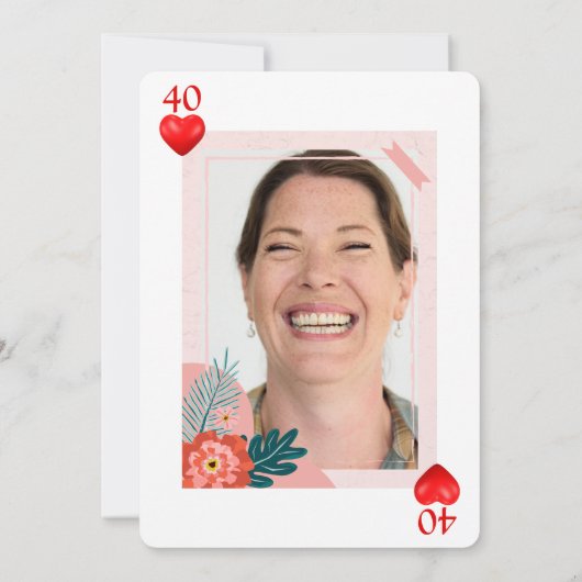 Hearts spelen Kaart 40e verjaardagsfeestje uitnodi (Achterkant)