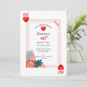 Hearts spelen Kaart 60ste verjaardagsfeest uitnodi (Staand voorkant)