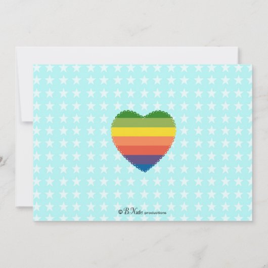 Hearts Stars Rainbow en Unicorns Invitation Kaart (Achterkant)