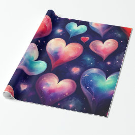 Hearts Stars Valentijn Galaxy Cadeaupapier