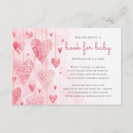 Hearts Sweeware Shower Book for Baby Enclosure Informatiekaartje (Voorkant)