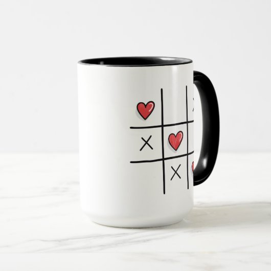 Hearts tic-tac-toe game Valentijnsdag Mok (Voorkant rechts)