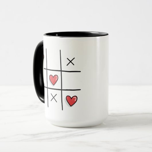 Hearts tic-tac-toe game Valentijnsdag Mok (Voorkant links)