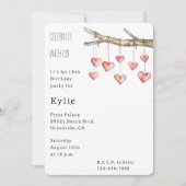 Hearts Tree Branch Verjaardag Kaart (Voorkant)