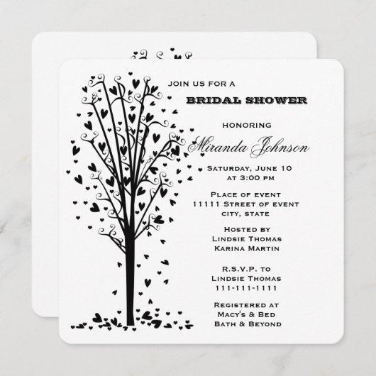 Hearts Tree Vrijgezellenfeest Kaart (Voorkant / Achterkant)