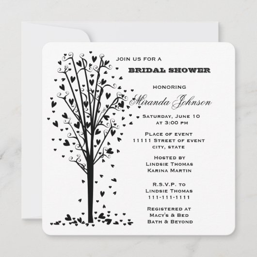 Hearts Tree Vrijgezellenfeest Kaart (Voorkant)