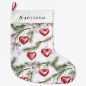 Hearts Trees Red Purple Bows Christmas Grote Kerstsok (Voorkant)