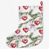 Hearts Trees Red Purple Bows Christmas Grote Kerstsok (Achterkant)