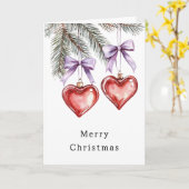 Hearts Trees Red Purple Bows Christmas Kaart (Gele Bloem)