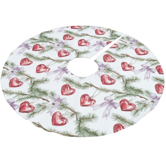 Hearts Trees Red Purple Bows Christmas Kerstboom Rok (Gekanteld)