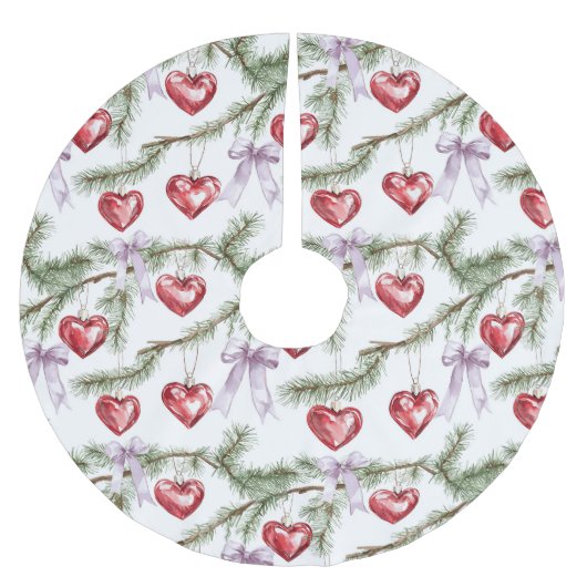 Hearts Trees Red Purple Bows Christmas Kerstboom Rok (Voorkant)