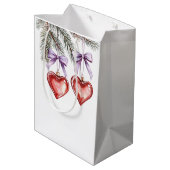 Hearts Trees Red Purple Bows Christmas Medium Cadeauzakje (Achterkant Gekanteld)