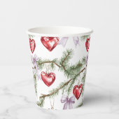 Hearts Trees Red Purple Bows Christmas Papieren Bekers (Achterkant)