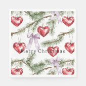 Hearts Trees Red Purple Bows Christmas Servet (Voorkant)