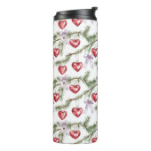 Hearts Trees Red Purple Bows Christmas Thermosbeker (Gedraaid links)